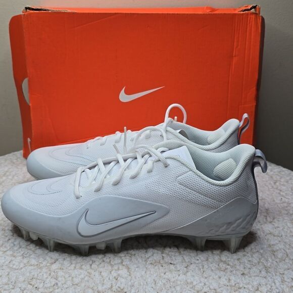 NIB Nike Men's Alpha Huarache8 Pro Lax Lacrosse Cleats Shoes White/Pure Platinum - Picture 5 of 11